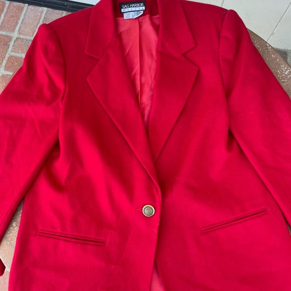 Sag harbor Red vintage wool blazer sz medium womens / ptp 20 in, length 29 in - Picture 5 of 6